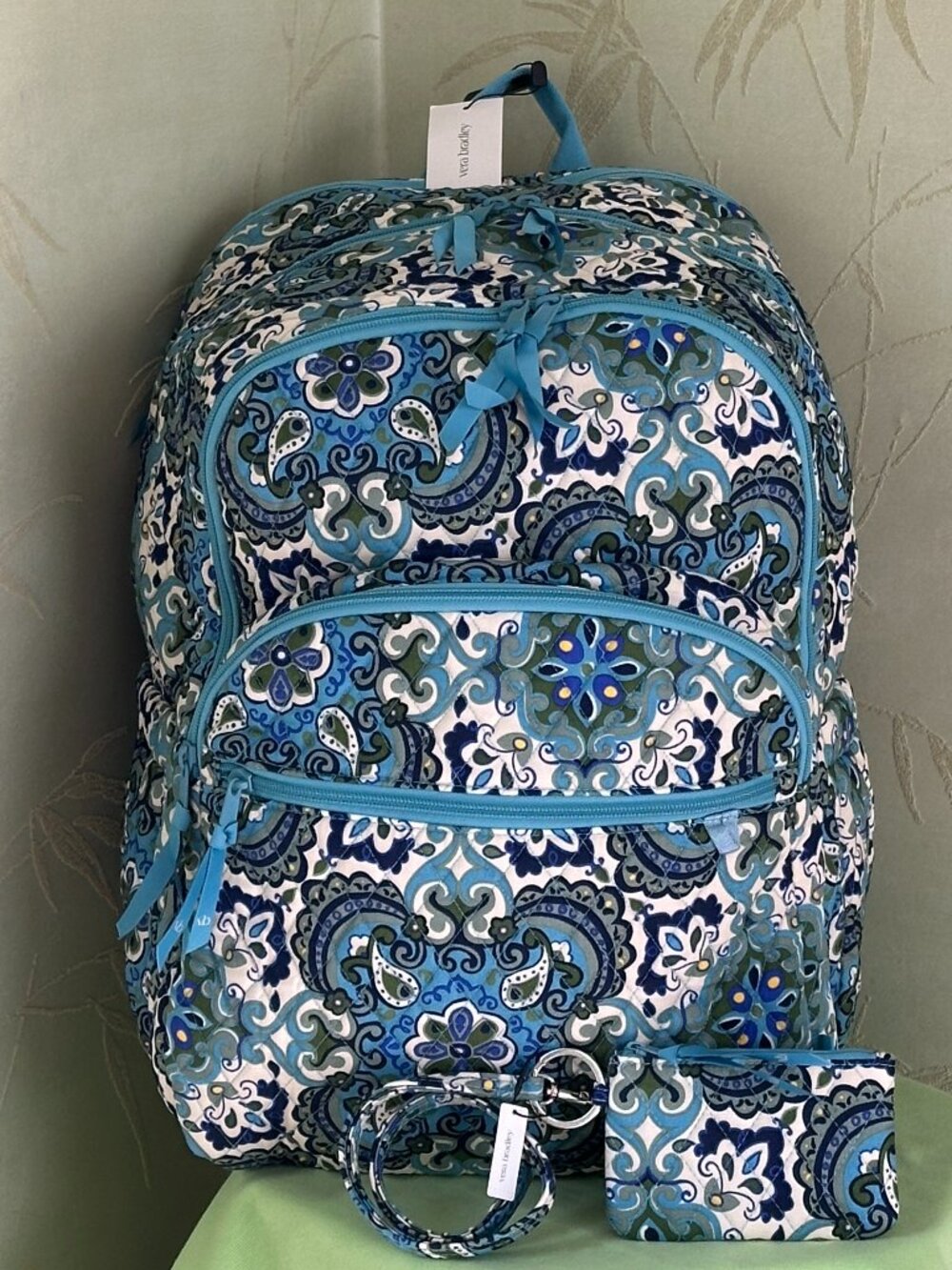 VERA BRADLEY XL BACKPACK W/ZIP ID LANYARD (SET):NWT MARITIME MEDALLION